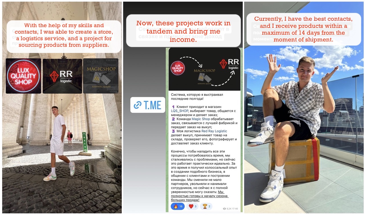 Moiseyev advertises his illegal business